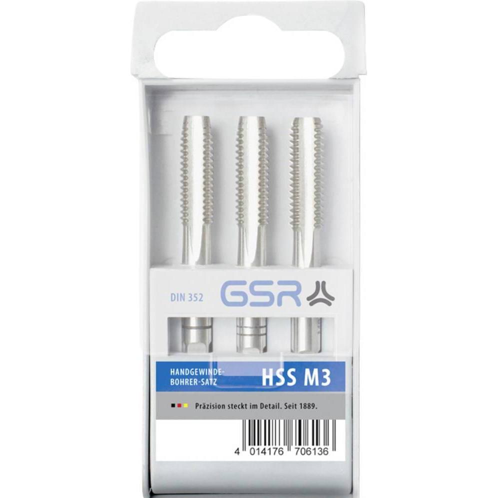 GSR, Maschi + Giramaschi, 00706170 Handgewindebohrer-Set 3teilig metrisch M5 0.8 Rechtsschneidend DIN 352