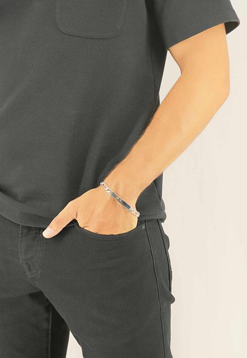 Immagine prodotto Muau Bracciale ID figaro in argento 925, 7,6 mm, 21 cm (21 cm, Argento 925)