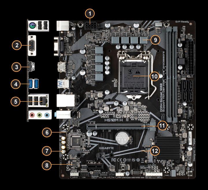 Immagine prodotto Gigabyte MB H V2 H510,S1200,mATX,Intel (LGA 1200, Intel H470, mATX)