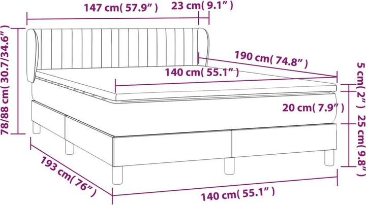 Actual product image vidaXL Boxspringbett (140 x 190 cm)