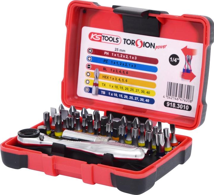 Actual product image KS Tools 1/4" TORSIONpower bit box (Hexagon socket TX, Hexagonal, Screw slot)