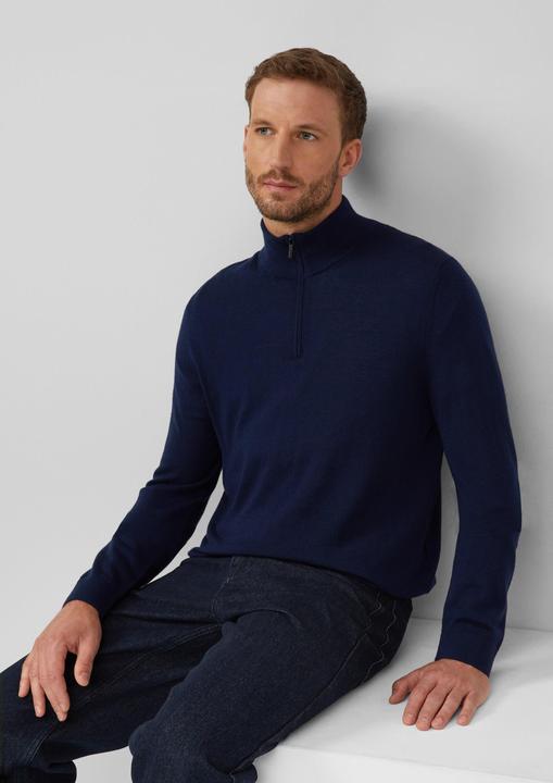 Produktbild s.Oliver Strickpullover Strickpullover aus reiner Merinowolle mit Troyer-Kragen (M)