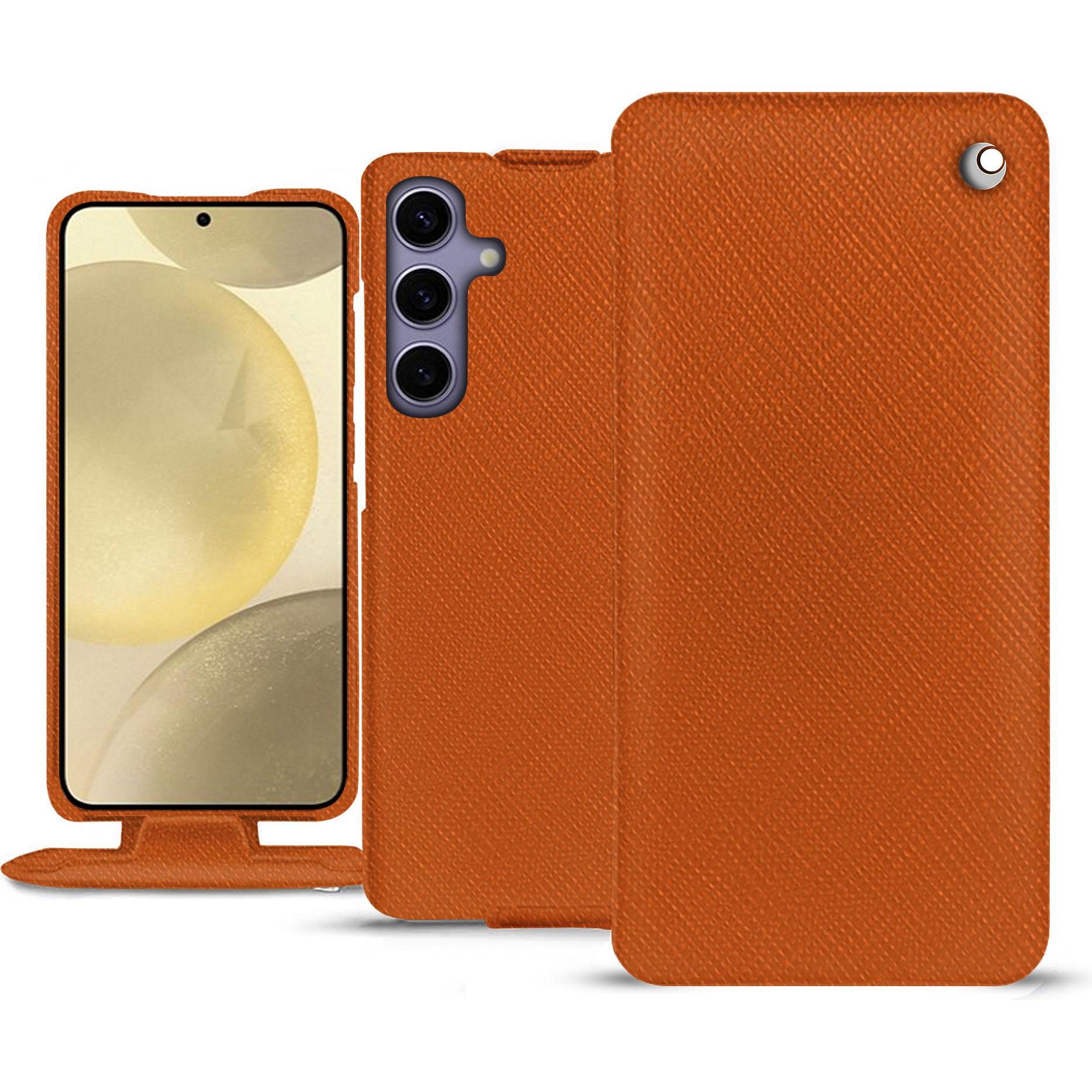 Noreve Lederschutzhülle vertikal (Samsung Galaxy S24+), Smartphone Hülle, Orange