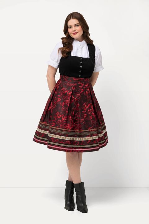 Produktbild Ulla Popken Rock, A-Linie, Jacquard-Blütenmuster, Zierbänder (48)