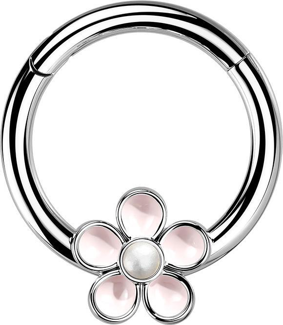 Produktbild Star Piercing Micro Segmentring klappbar silber emaille Blume (ohne Messing, Chirurgenstahl 316L)