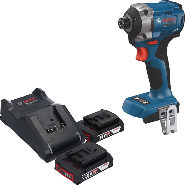 Produktbild Bosch Professional Bosch GDR 18V-215 Professional Akku Drehschlagschrauber 18 V 215 Nm 1/4" Brushless + 2x Akku 2,0 Ah (Schlagschrauber)