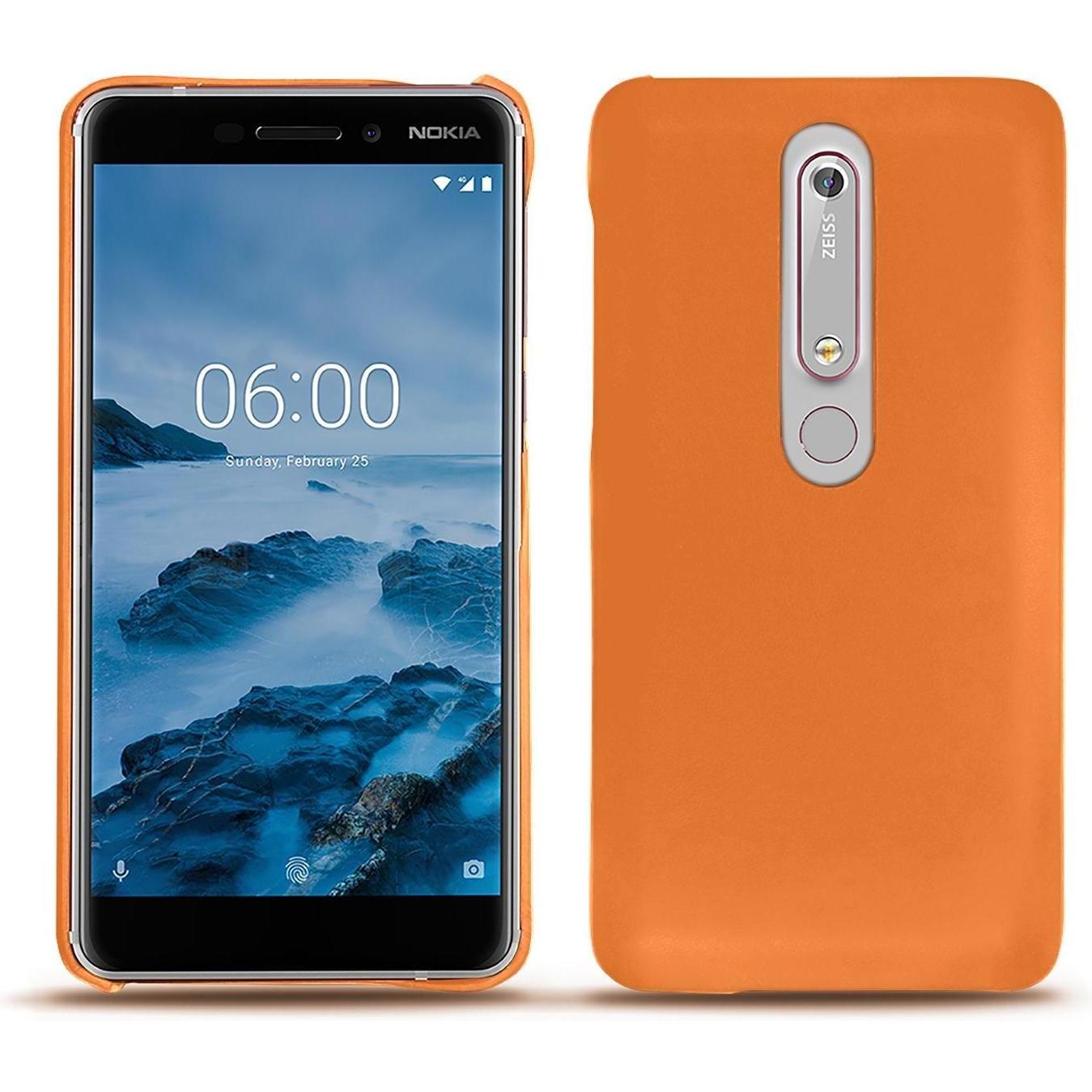 Noreve Lederschutzhülle (Nokia 6 (2018)), Smartphone Hülle, Orange