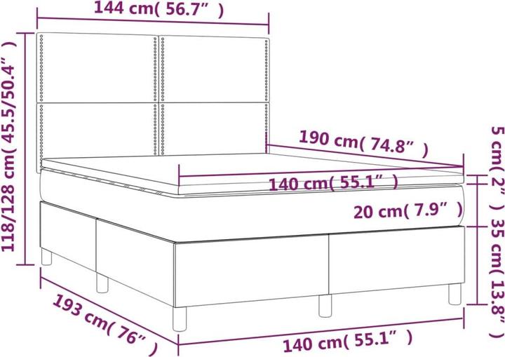 Image du produit vidaXL Boxspringbett (140 x 190 cm)