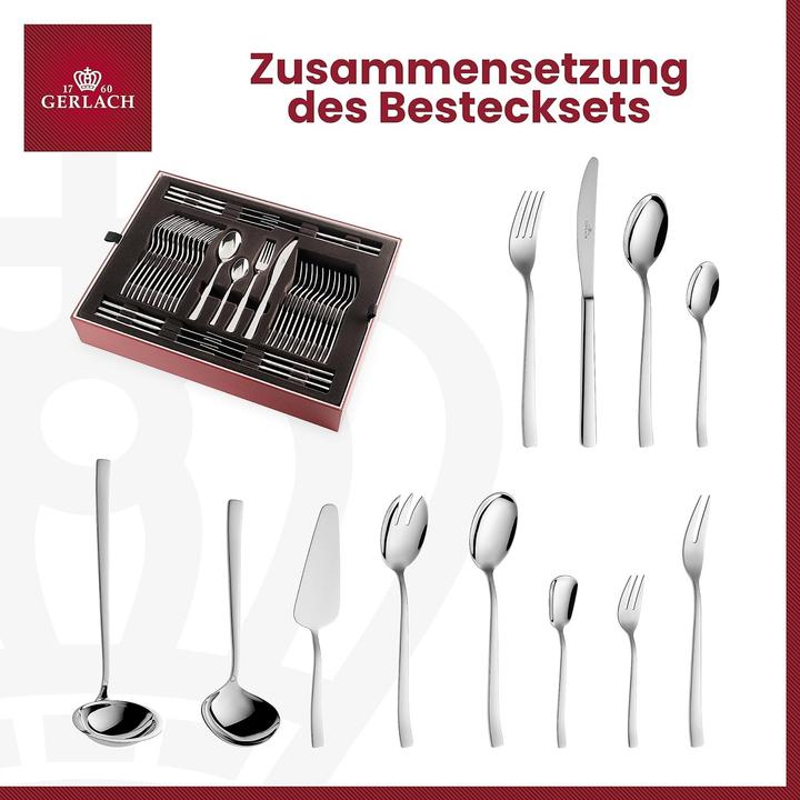 Actual product image Gerlach G01-0030P-ZEST-68PU-S1S1-01 Onda cutlery set, 68 pieces, 18/10 Steel (68 pcs., Cutlery set)