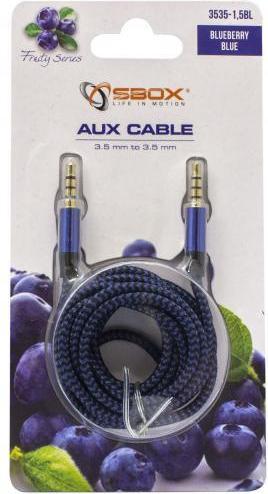 Actual product image Sbox 3535-1.5BL AUX Cable 3.5mm to 3.5mm Blueberry Blue (1.50 m)