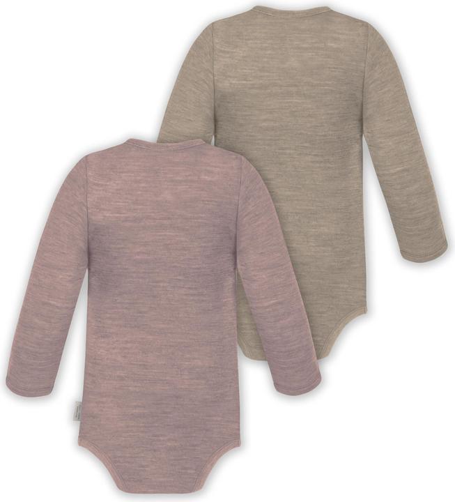Produktbild Normani 2er Set Unisex Baby Wickelbody Langarm-Strampler Einteiler aus Merinowolle - 9351 (80)