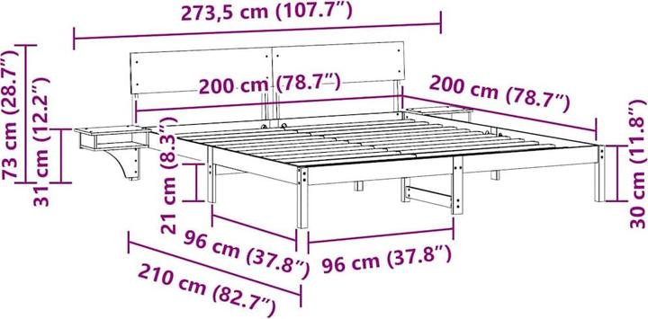 Produktbild vidaXL Plattformbett (200 x 200 cm)