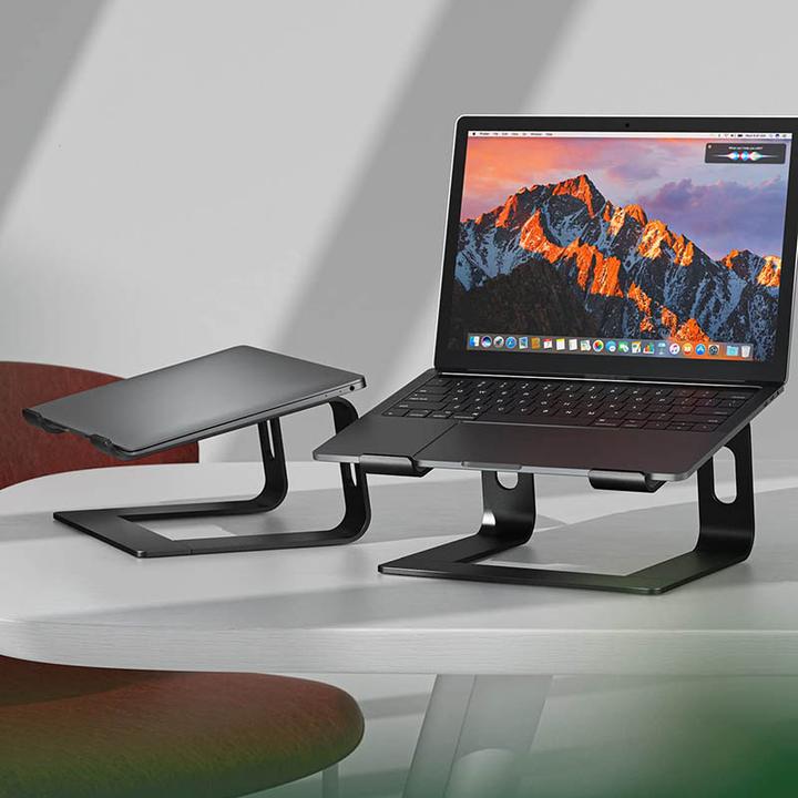 Produktbild Crong AluBench Laptopständer - Ergonomischer Laptopständer aus Aluminium (Schwarz)