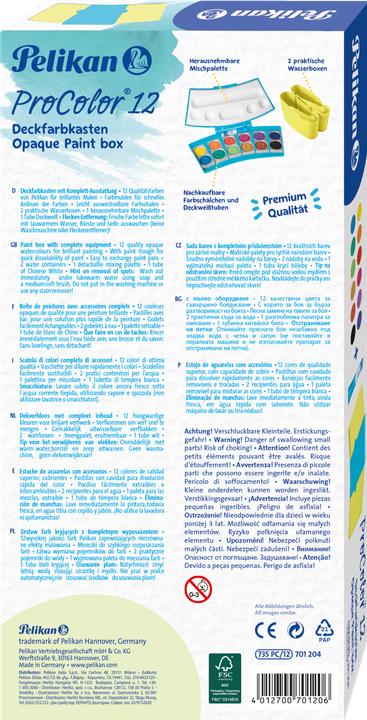 Produktbild Pelikan Deckfarbkasten ProColor 735, 12 Farben, trkis/gelb (Neongelb, Türkis, 12 ml)