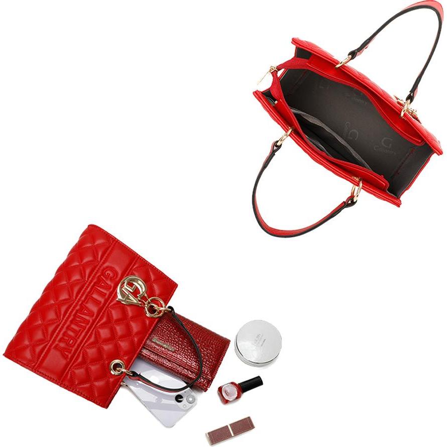 Thumbnail - Gallantry, Tasche, La Matelassé Shiny Handtasche aus Kunstleder, Rot, (15 l)