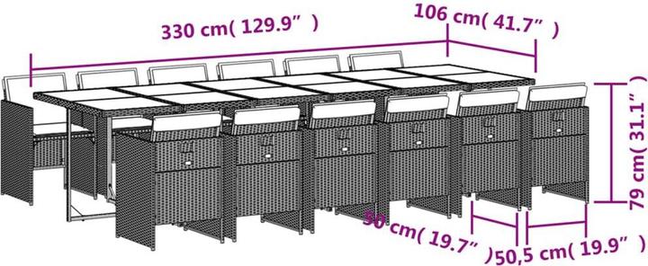 Produktbild vidaXL Garten Essgruppe (330 x 106 x 73 cm)