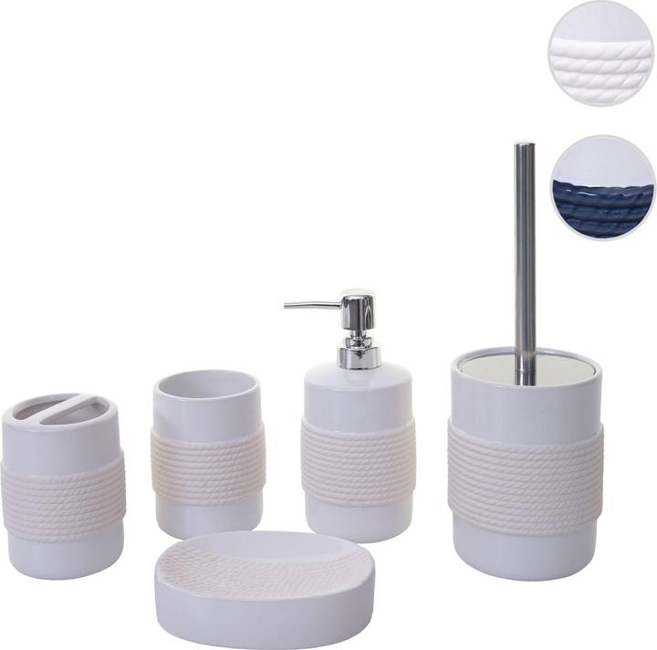 Produktbild Swisshandel24 5-teiliges Badset, WC-Garnitur Badezimmerset Badaccessoires, Keramik - weiss - 52429