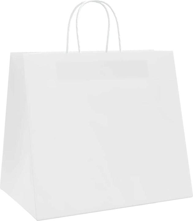 Produktbild vidaXL Kraftpapiertüten 50 Stk. mit Henkel Weiss 32x22x28 cm Papiertüte (Geschenktüte, 50 x)