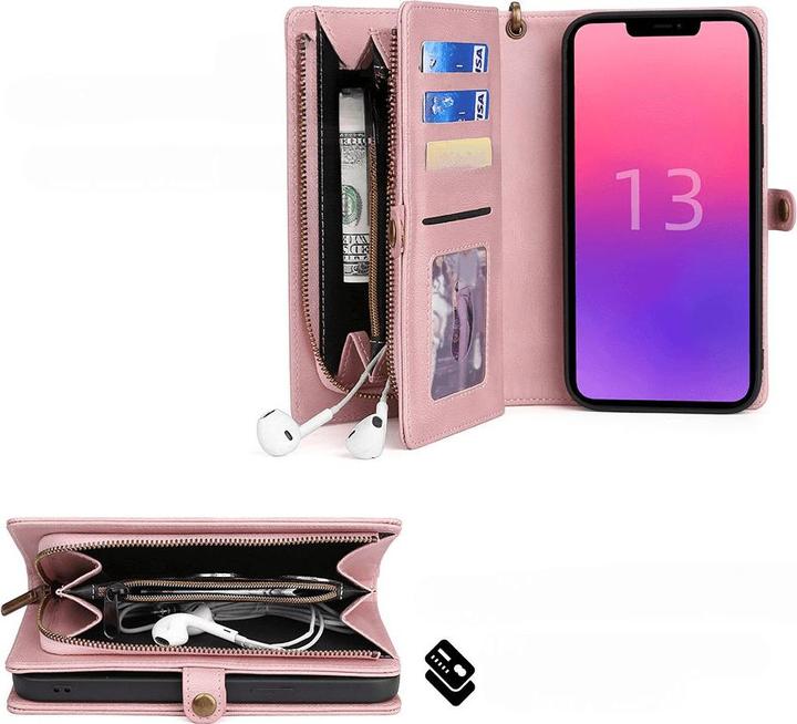 Produktbild Megshi iPhone 15 Plus - 2-1 Brieftaschen Hülle rosa (Apple iPhone 15 Plus)