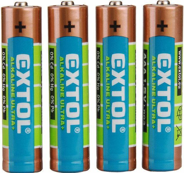 Actual product image Extol ULTRA + alkaline batteries, 4 pieces, 1.5 V AAA (LR03) (4 pcs.)