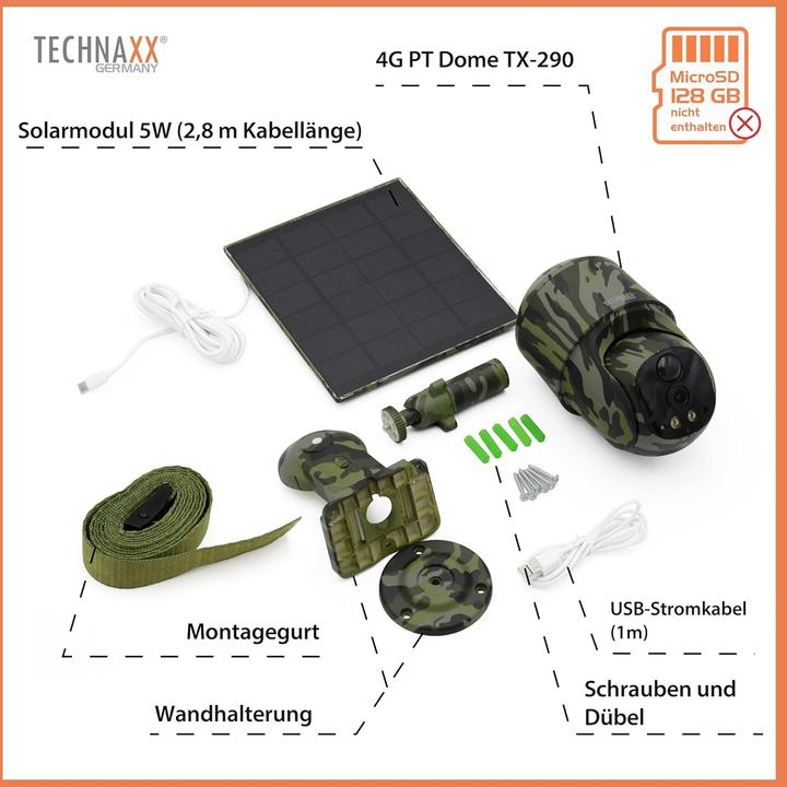 Produktbild Technaxx 4G PT Dome TX-290 mit Solarmodul (2560 x 1440 Pixels)