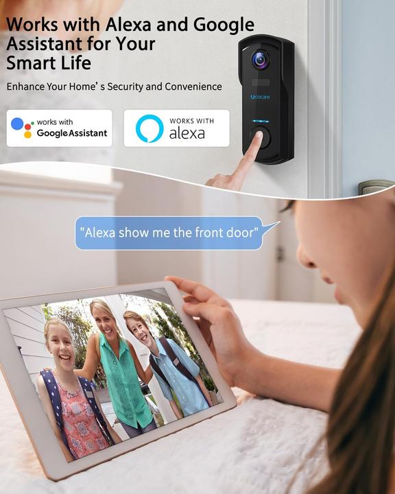 Produktbild Ucocare Kabellose Video-Türklingel mit Kamera, 2K FHD (App, WLAN)