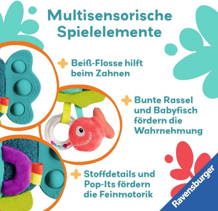 Immagine prodotto Ravensburger 4876 play+ Pop-it Piranha (blu), peluche con tanti effetti di gioco, giocattolo per bambini