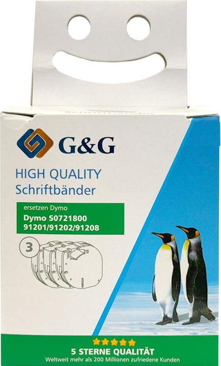 Immagine prodotto G&G Colore del nastro: Bianco Colore del carattere: Nero (1.20 cm, Argento, Bianco, Giallo, Nero)