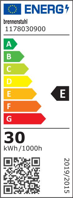 Energie-Label Brennenstuhl LED Strahler AL 3050 (30W, 3110lm, 3000K, IP44, LED Fluter zur Wandmontage mit warmweissem Licht) (3110 lm)