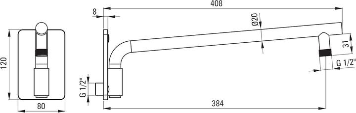 Productafbeelding Deante Aan de muur bevestigde verstelbare douche-uitloop - 400 mm