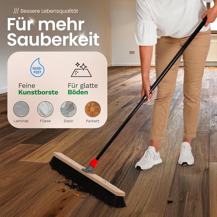 Immagine prodotto Novaliv Grosser Besen Saalbesen 100 cm mit Teleskopstiel Borsten Kunstborsten Besen fein mit Stiel We (1 pz.)