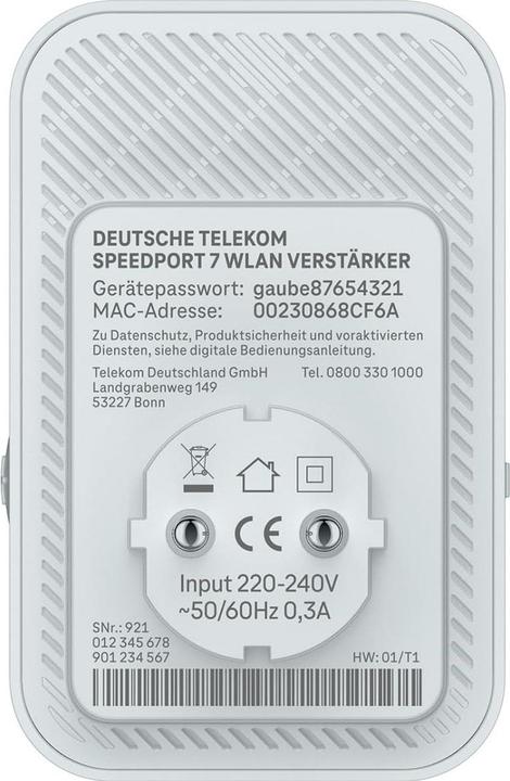Actual product image Telekom Speedport 7 WLAN Verstärker (5764 Mbit/s, 1032 Mbit/s)