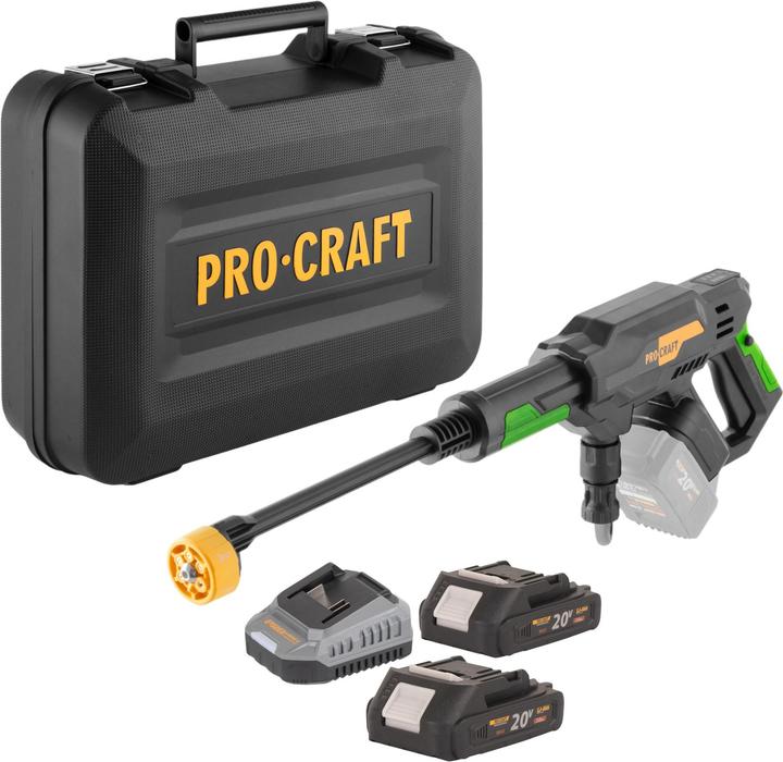 Produktbild Procraft CW20bb Akku Hochdruckreiniger 20 V 30 bar 180 l/h Brushless + 2x Akku 2,0 Ah + Ladegerät + (Akkubetrieb)