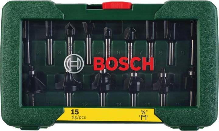 Produktbild Bosch Zubehör HM-Fräser-Set mit 1/4-Zoll Schaft, 15-teilig