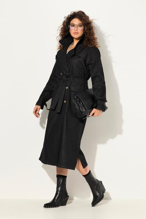 Image du produit Ulla Popken Trench-coat en jean, col à revers et double rangée de boutons. Style vintage. (56)