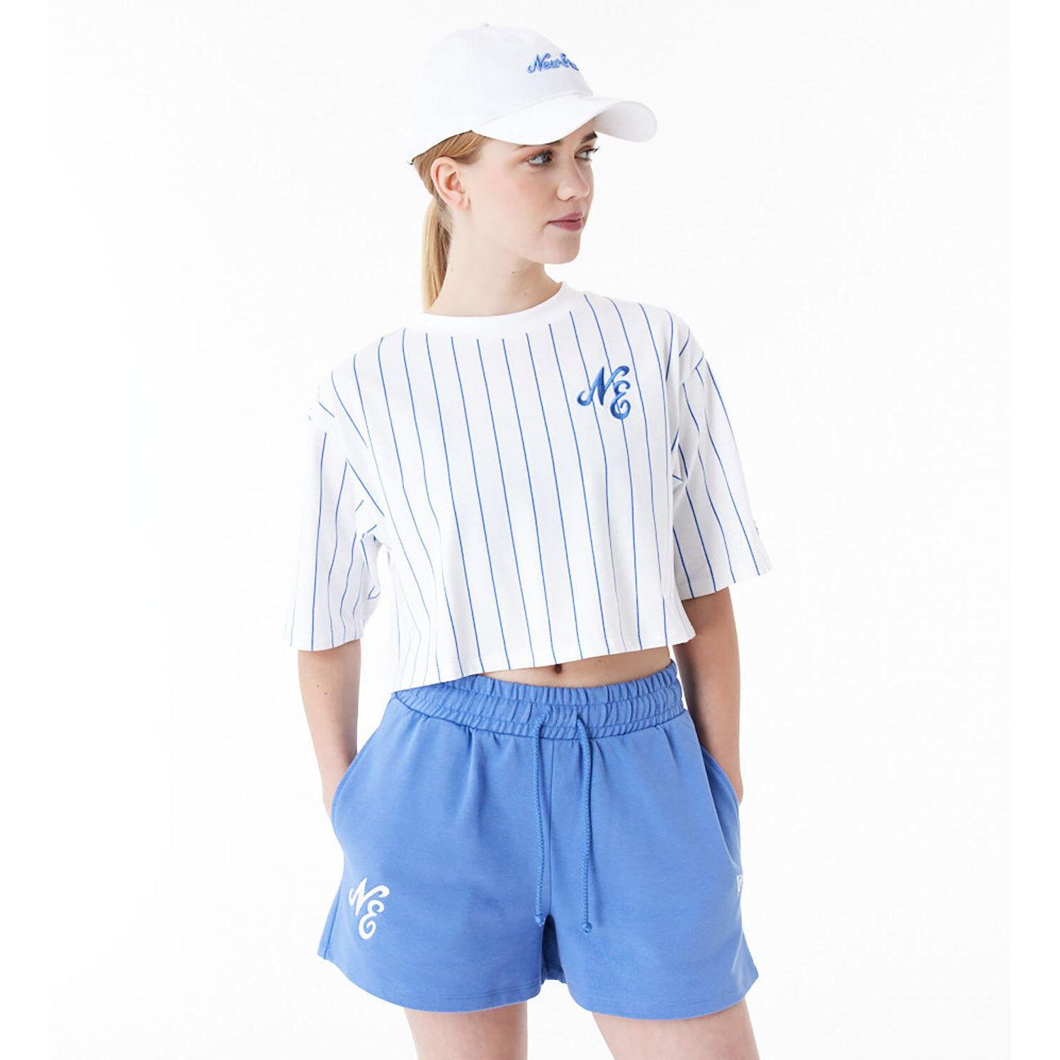 New Era, Damen, Shirt, t-hirt pintripe, Weiss, (S)