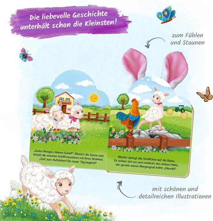 Actual product image The Little Sheep Children's Book with Plush Ears (German)