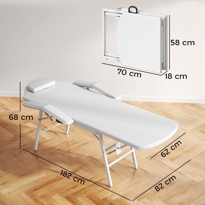 Produktbild Homcom Massagetisch Kunstleder, Stahl Weiss