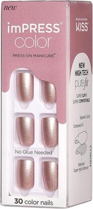 Produktbild KISS Self-adhesive nails imPRESS Color Paralyzed Pink 30 pcs (L) (Kunstnägel, Champagne Pink)
