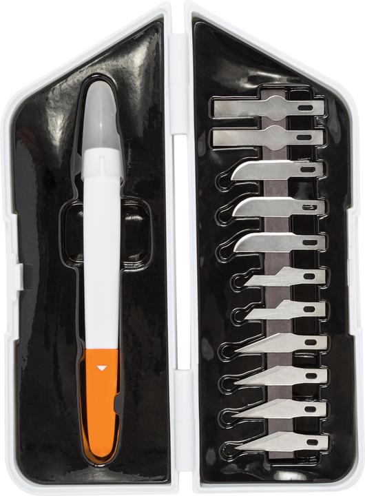 Fiskars Craft knife ""Premium Precision"", set of 13 Contents: 1 x precision knife, 3 x curved blades, 5 (Cutters)
