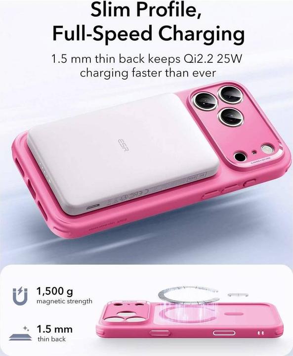 Immagine prodotto ESR Classic Hybrid Magnetic Case (Camera Control), for iPhone 17 Pro Max, Frosted Pink (Apple iPhone 17 Pro Max)