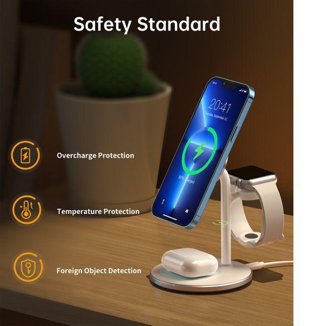 Actual product image Choetech T585-F Qi2 3-in-1 magnetic wireless charger (15 W)