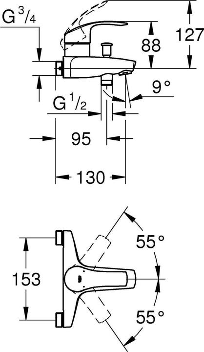 Produktbild Grohe Eurosmart 2015 EHM Wanne AP