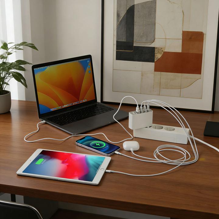 Image du produit Ideoon 2er-Set 100W GaN III USB-Ladegerät mit 4 Ports, 3x USB-C & 1x USB-A, Schnellladegerät mit LED-Displa (100 W, 4 ports)