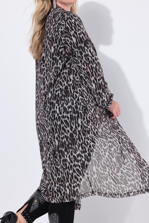 Produktbild Miamoda Mesh-Longjacke, transparent, Leomuster, offene Form (58)