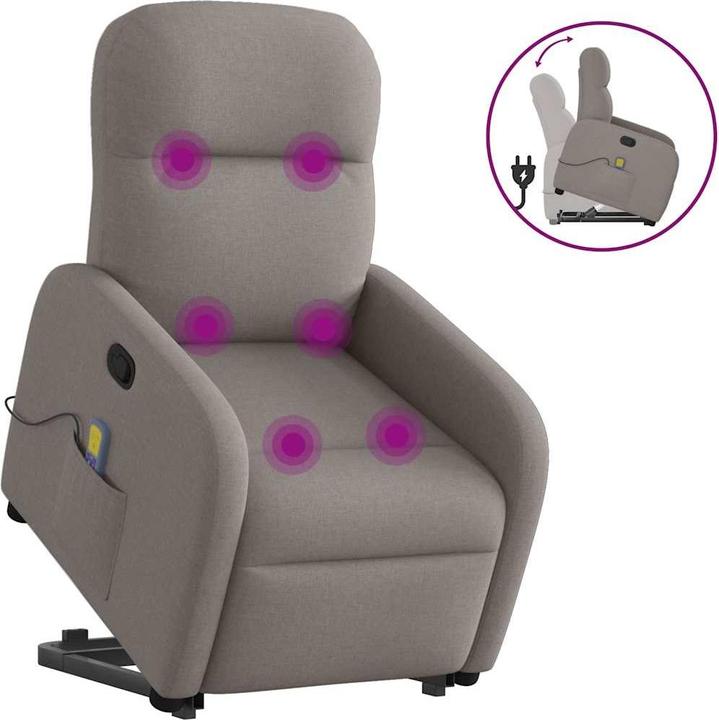 Actual product image VidaXL Massage chair with stand-up aid Taupe fabric