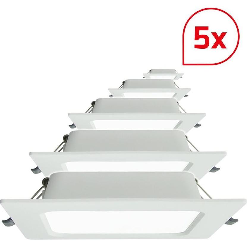Dotlux, Wandleuchte + Deckenleuchte, 600097 LED-Einbaupanel SQUAREeco IP20 16W 3000K 175x175mm Bundle 5 Stück