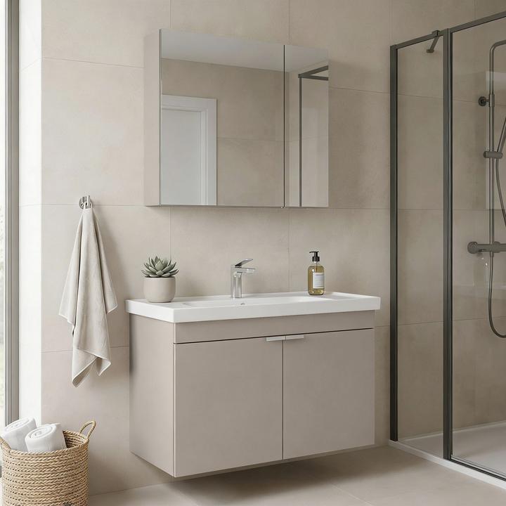 Produktbild Homitis Desna 90 Bathroom Cabinet With Sink & Mirror Set (2 Pieces)