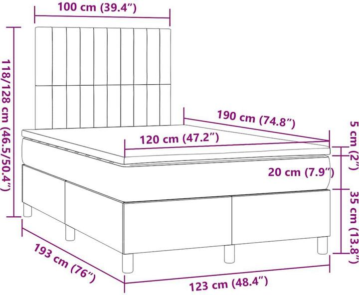 Produktbild vidaXL Boxspringbett (120 x 190 cm)