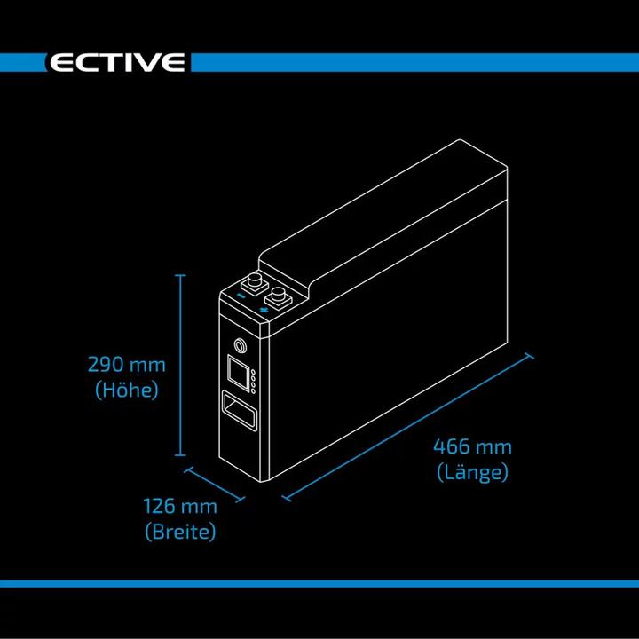 Actual product image Ective LC 120L LT Slim 12V LiFePO4 Lithium 120Ah (12 V, 120 Ah)